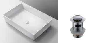 [HG-936001] Square Countertop Bathroom Basin - White - 600mm