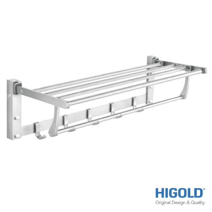 [HG-609046-002] Higold Double-Layer Foldable Towel Rack – Silver