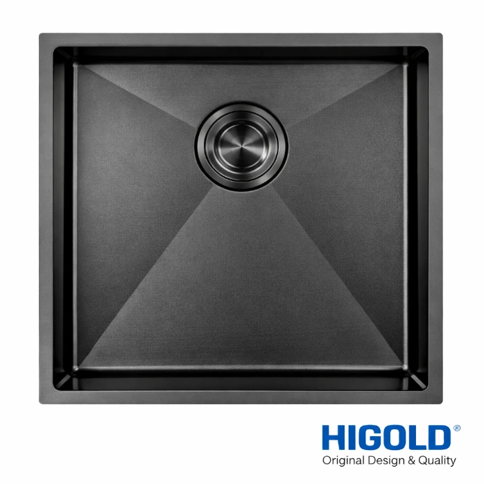 [HG-951439-1427T] SS 304 Kitchen Sink - Single Bowl - 550mm - STONE TEXTURED - Nano coated - PVD Gunblack