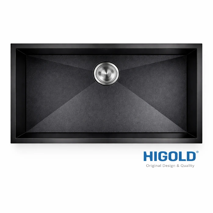 [HG-952557-1427T] HIGOLD SS 304 Kitchen Sink - Single Bowl - 850mm - STONE TEXTURED - Nano coated - PVD Gunblack