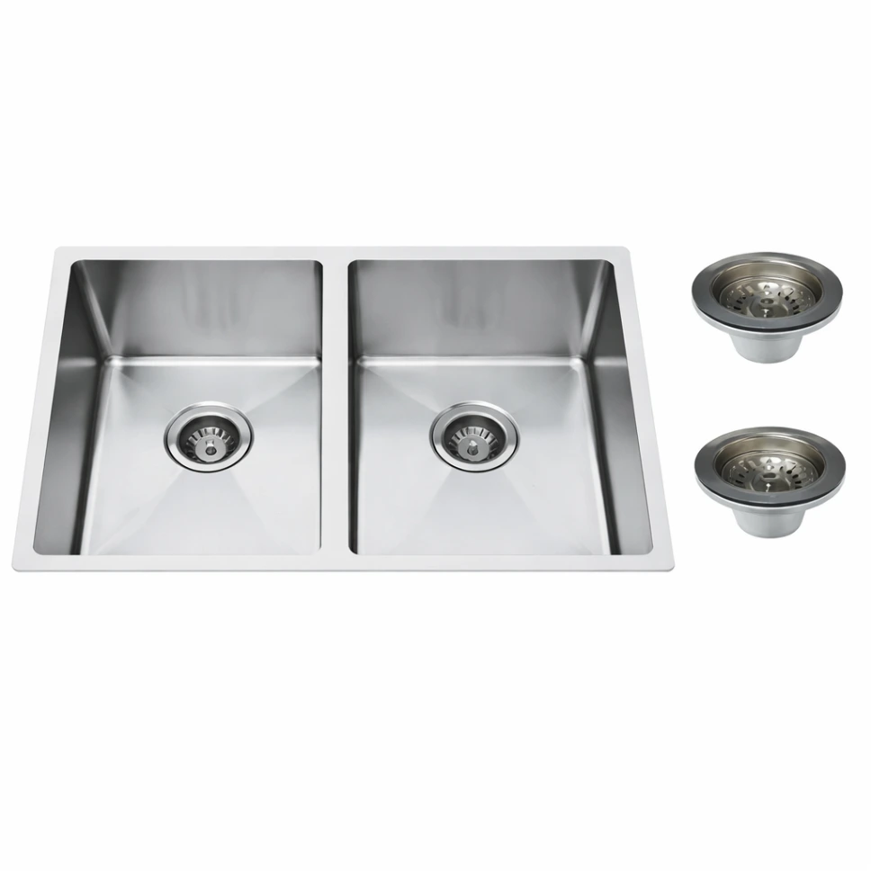 Higold Double Bowl Kitchen Sink – 870mm – Brushed Stainless