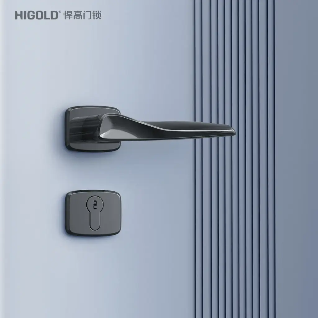 Italian-Inspired Door Handle and Lock Set - Matte Black F1