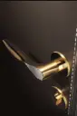 Italian-Inspired Door Handle and Lock Set - Champagne Gold With Brushed Trim F3 