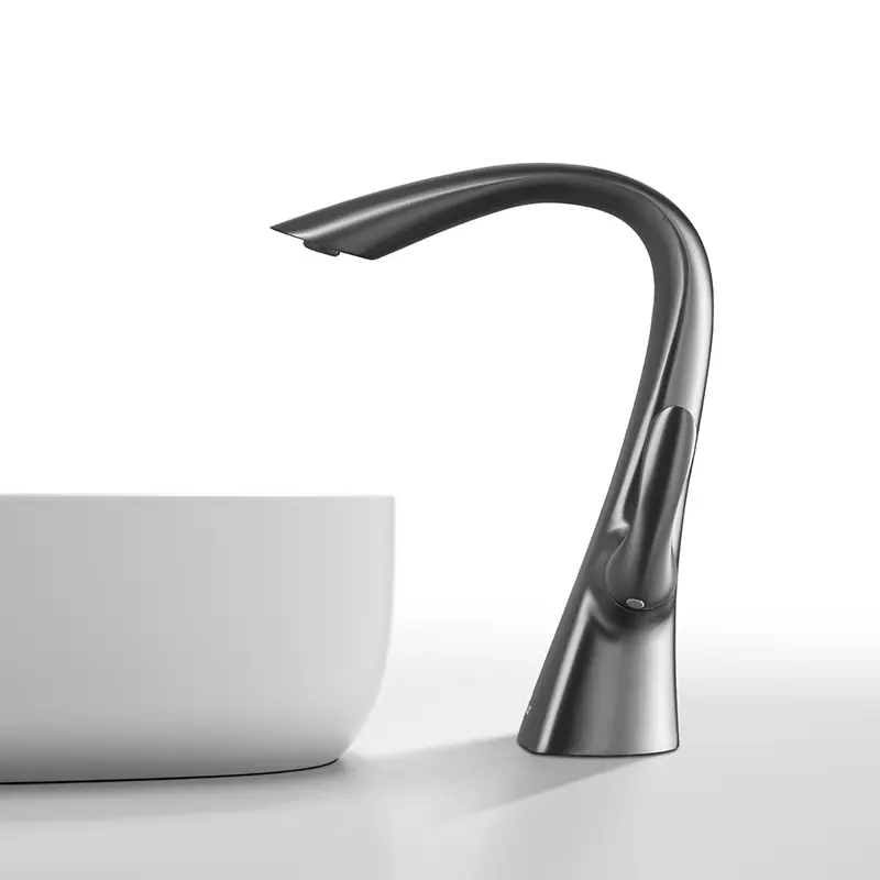[HG-821305] B1 Low Lead Brass Swanlike Undermount Basin Mixer Tap - Gunmetal Grey 286H