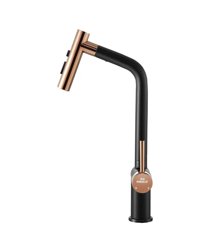 [HG-980128] HIGOLD Patented BN1.0 Kitchen Pull Out Mixer - Matt Black PVD Rose Gold