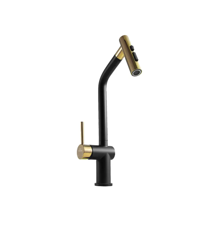 HIGOLD Patented BN1.0 Kitchen Pull Out Mixer - Matt Black PVD Gold