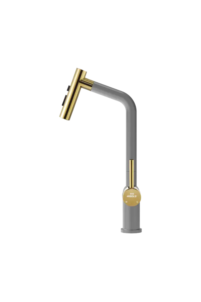 Higold BN1.0 Pull-Out Kitchen Mixer – Matte Grey / Gold