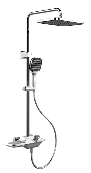 B1 Button Brass Shower Set With 3 Water Flow Modes - Chrome