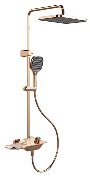 B1 Button Brass Shower Set With 3 Water Flow Modes - Rose Gold