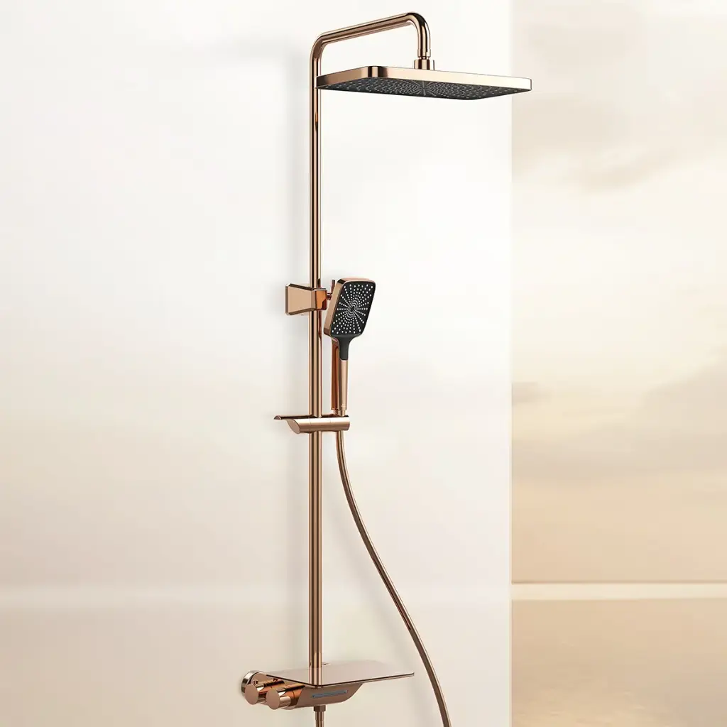 [HG-820505] B2 Thermostatic Brass Shower Set With 3 Water Flow Modes  - Rose Gold