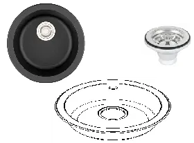 Single Bowl Composite Sink - Round Shape - White - 450mm