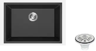  Single Bowl Composite Kitchen Sink  - Black - 630mm 