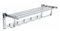 [00609046-002] Foldable Double-Layer Towel Rack Silver