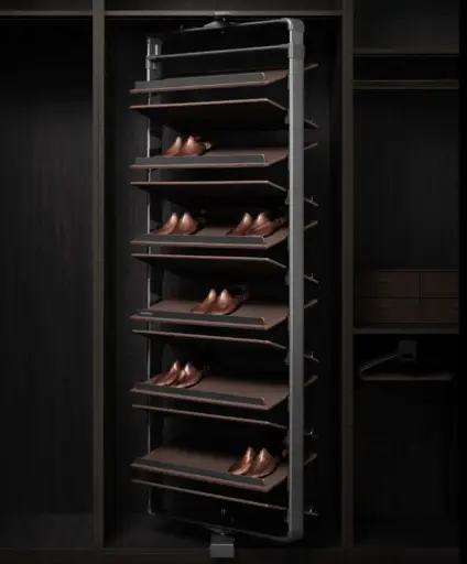 [HG-703591S] B Series Premium Rotating Shoe Rack - Natural Finish - With 12 trays - 800