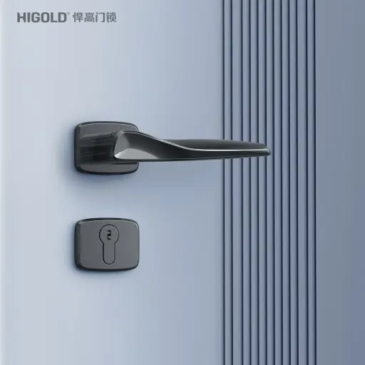 Italian-Inspired Door Handle and Lock Set - Matte Black F1