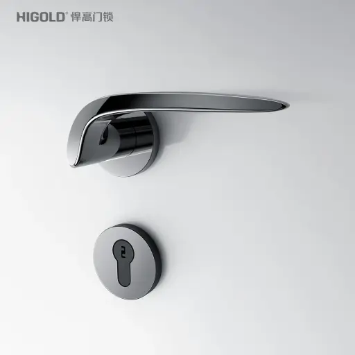 Italian-Inspired Door Handle and Lock Set - Classic Matte Gunmetal F2