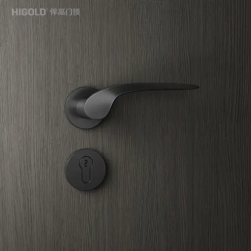 Italian-Inspired Door Handle and Lock Set - Matte Black F2