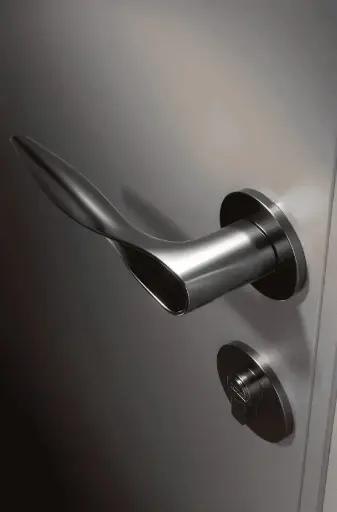 Italian-Inspired Door Handle and Lock Set - Classic Matte Gunmetal With Brushed Trim F3